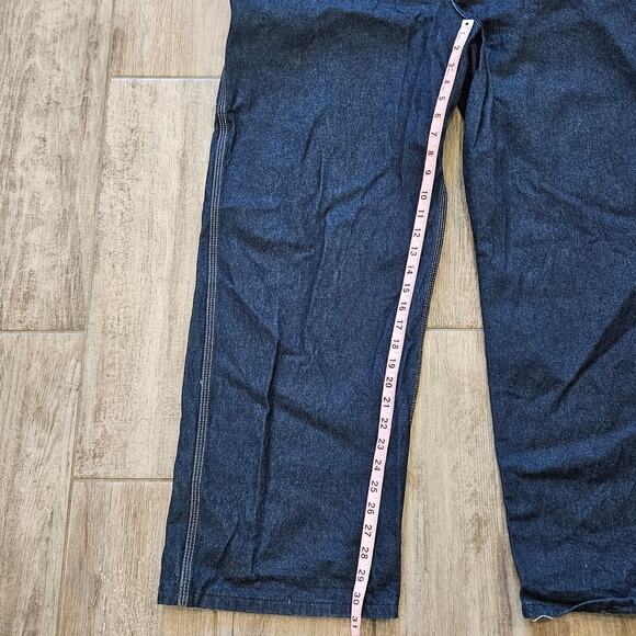 Dickies Men’s Bib Overalls 44x30 Dark Blue Denim Workwear Carpenter Utility - Picture 2 of 12